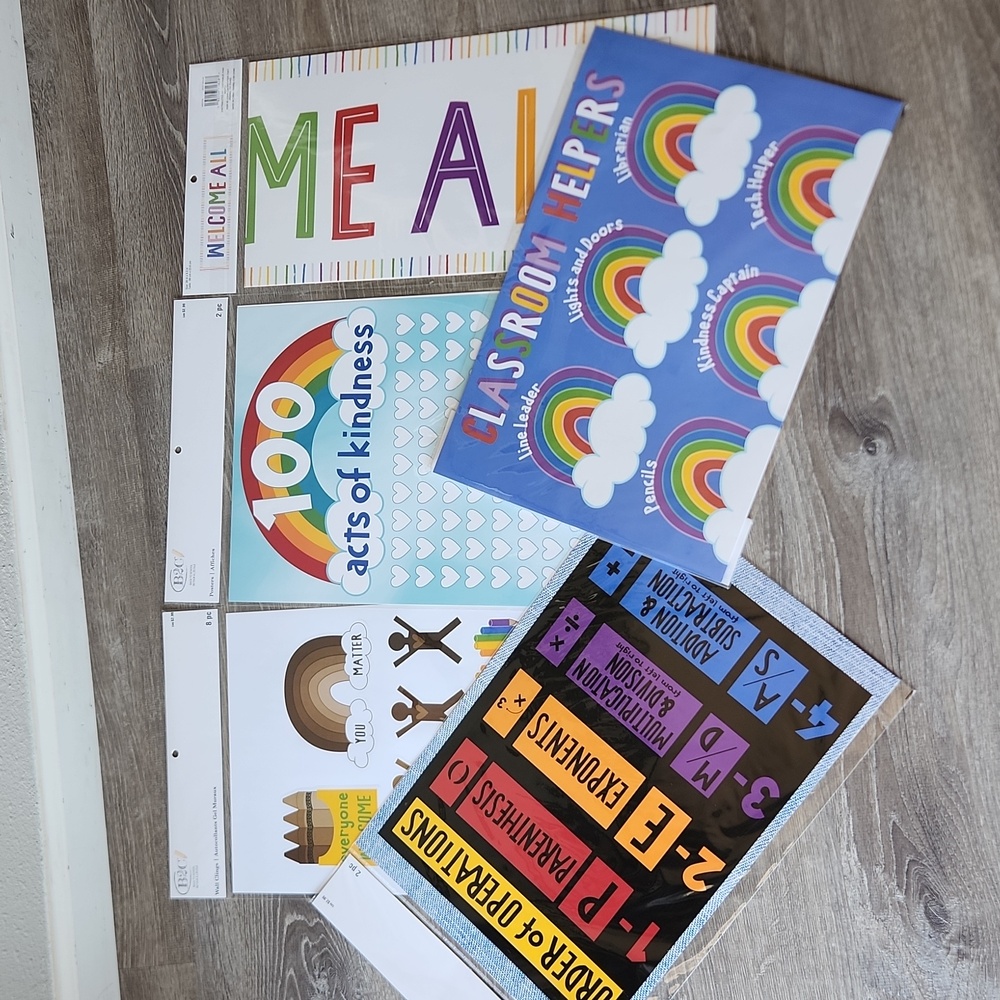 Teacher School Supplies, Wall Clings, Posters and Banner NWT